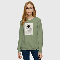 Свитшот хлопковый женский Абстрактная картина Perfectly Enough, цвет: авокадо — фото 2