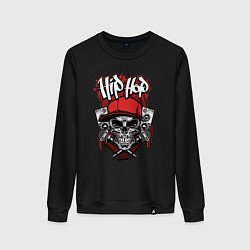 Свитшот хлопковый женский Hip-hop skeletor, цвет: черный