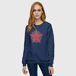 Свитшот хлопковый женский Red star symbol, цвет: тёмно-синий — фото 2