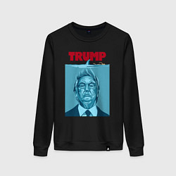 Свитшот хлопковый женский Трамп - челюсти, цвет: черный