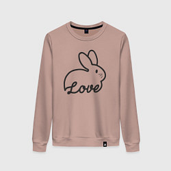 Свитшот хлопковый женский Bunny lover, цвет: пыльно-розовый