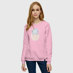 Свитшот хлопковый женский Elephant on the moon, цвет: светло-розовый — фото 2