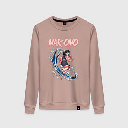 Свитшот хлопковый женский Клинок, рассекающий демонов Макомо, цвет: пыльно-розовый