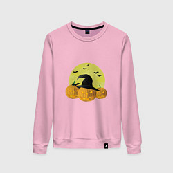 Свитшот хлопковый женский Зловещие тыквы, цвет: светло-розовый
