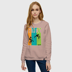 Свитшот хлопковый женский BMX велосипед, цвет: пыльно-розовый — фото 2