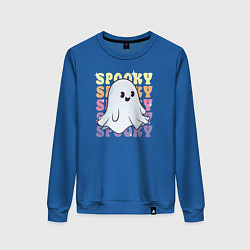 Свитшот хлопковый женский Cute little spooky ghost, цвет: синий