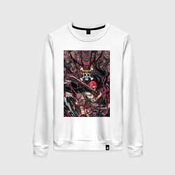 Свитшот хлопковый женский Ван-Пис Шанкс команда, цвет: белый