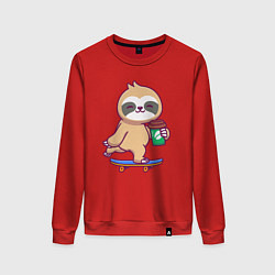 Женский свитшот Ленивец скейтер