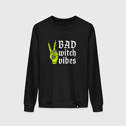 Свитшот хлопковый женский Bad witch vibes, цвет: черный