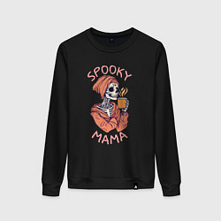 Свитшот хлопковый женский Spooky mama, цвет: черный
