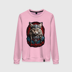 Свитшот хлопковый женский Кот викинг, цвет: светло-розовый