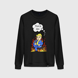 Свитшот хлопковый женский Vault boy in the fire, цвет: черный
