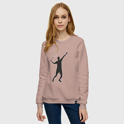 Свитшот хлопковый женский Теннисная подача, цвет: пыльно-розовый — фото 2