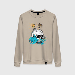 Свитшот хлопковый женский Остров черепа, цвет: миндальный