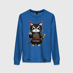 Женский свитшот Крутой кот самурай