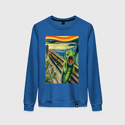 Женский свитшот Кузнечик кричит на картине Эдварда Мунка - мем иск