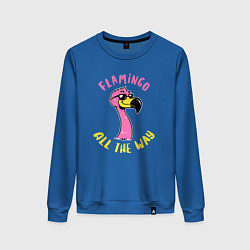 Свитшот хлопковый женский Flamingo all the way, цвет: синий