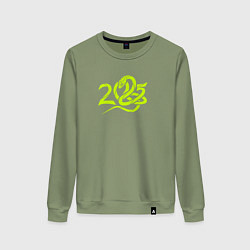 Свитшот хлопковый женский Год змеи - 2025, цвет: авокадо