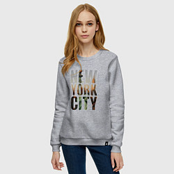 Свитшот хлопковый женский New York city big room, цвет: меланж — фото 2