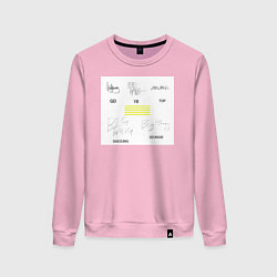 Свитшот хлопковый женский Big bang подписи участников, цвет: светло-розовый