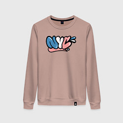 Свитшот хлопковый женский Graffiti NYC, цвет: пыльно-розовый