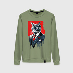 Женский свитшот Кот джентльмен с голубыми глазами - мем