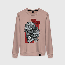 Свитшот хлопковый женский The evil within 2 skulls, цвет: пыльно-розовый