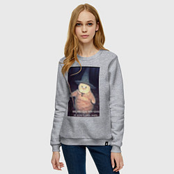 Свитшот хлопковый женский Магический мяв кот-мем колдун, цвет: меланж — фото 2