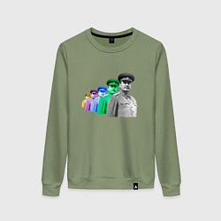 Свитшот хлопковый женский Pop art товарищ Сталин, цвет: авокадо