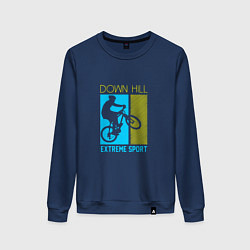 Свитшот хлопковый женский Down hill extreme sport, цвет: тёмно-синий