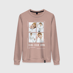 Свитшот хлопковый женский Bang chan stray kids cute, цвет: пыльно-розовый