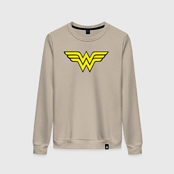 Свитшот хлопковый женский Wonder woman logo, цвет: миндальный