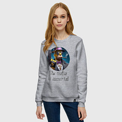 Свитшот хлопковый женский Гомер Симпсон с пистолетом - мафия бессмертна, цвет: меланж — фото 2