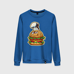 Свитшот хлопковый женский Шеф бургер, цвет: синий