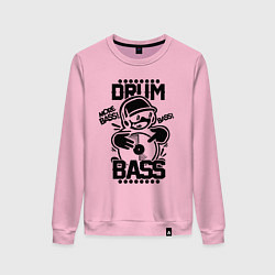 Свитшот хлопковый женский Drum n Bass: More Bass цвета светло-розовый — фото 1