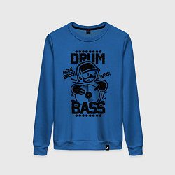 Свитшот хлопковый женский Drum n Bass: More Bass цвета синий — фото 1