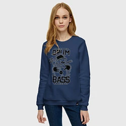 Свитшот хлопковый женский Drum n Bass: More Bass, цвет: тёмно-синий — фото 2