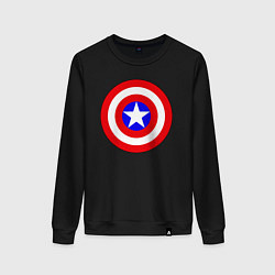 Свитшот хлопковый женский Captain America logo, цвет: черный