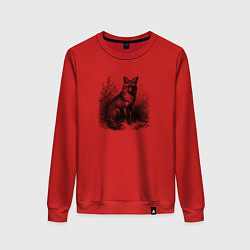 Свитшот хлопковый женский Лиса на природе, цвет: красный