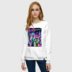 Свитшот хлопковый женский Rick and Morty - cyberpunk, цвет: белый — фото 2
