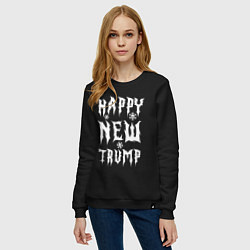 Свитшот хлопковый женский Happy new Trump - motto, цвет: черный — фото 2