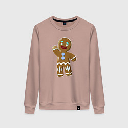 Свитшот хлопковый женский Пряничный человек большой, цвет: пыльно-розовый