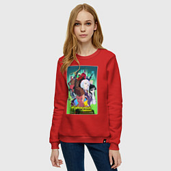 Свитшот хлопковый женский Киберпанк все, цвет: красный — фото 2
