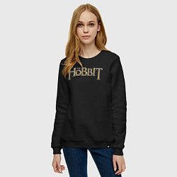 Свитшот хлопковый женский The hobbit logo, цвет: черный — фото 2