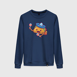 Свитшот хлопковый женский Мексиканский такос, цвет: тёмно-синий