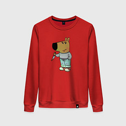 Свитшот хлопковый женский Чиловый парень с ножом, цвет: красный