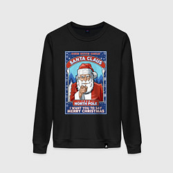 Свитшот хлопковый женский Santa Claus north pole, цвет: черный