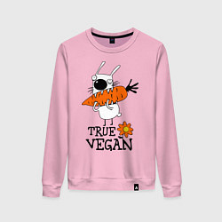Свитшот хлопковый женский True vegan (истинный веган), цвет: светло-розовый
