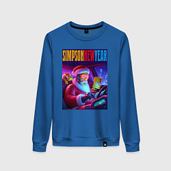 Свитшот хлопковый женский Homer Simpson in the car with his son, цвет: синий