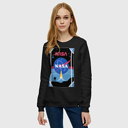 Свитшот хлопковый женский NASA плакат, цвет: черный — фото 2